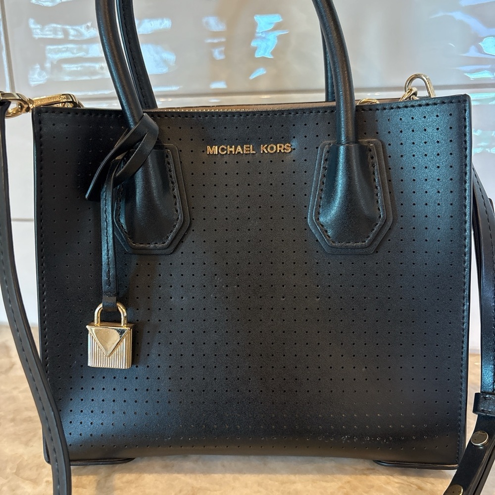 Michael Kors Black Perforated Satchel